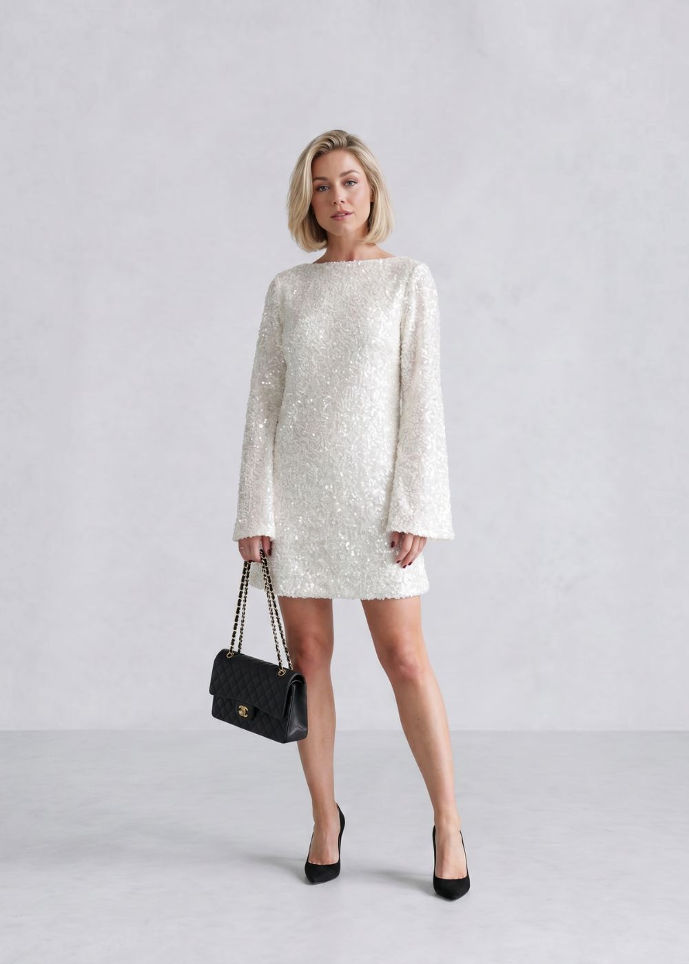 Chloé | Vestido Mini Texturizado con Lazo