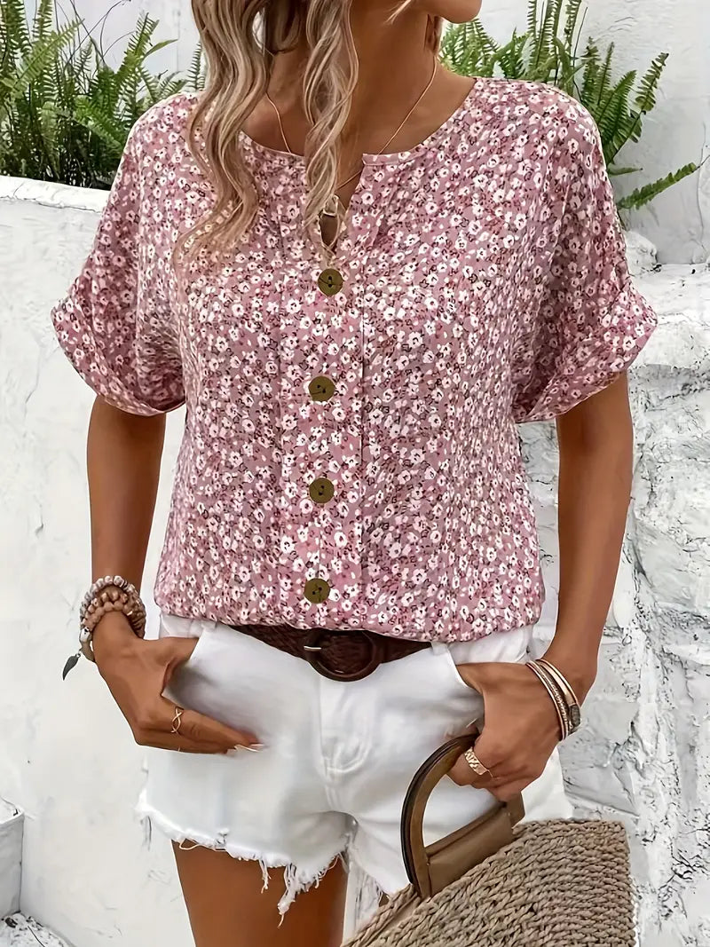 Amira | Blusa Floral con Botones
