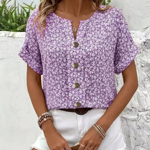 Amira | Blusa Floral con Botones