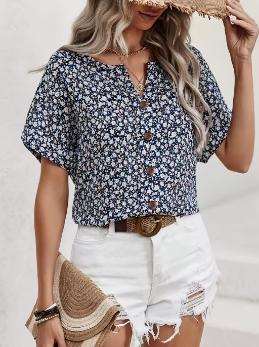Amira | Blusa Floral con Botones