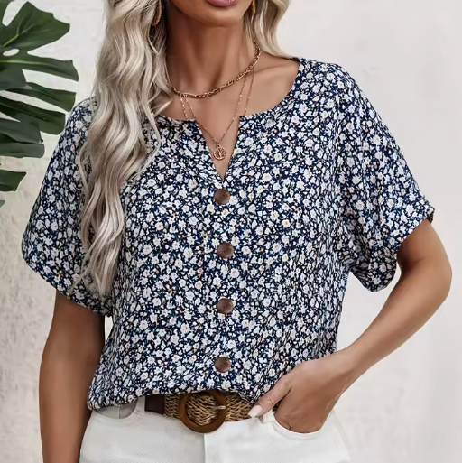 Amira | Blusa Floral con Botones