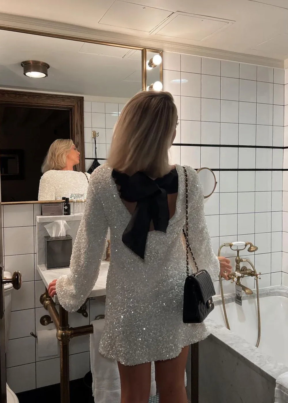 Chloé | Vestido Mini Texturizado con Lazo