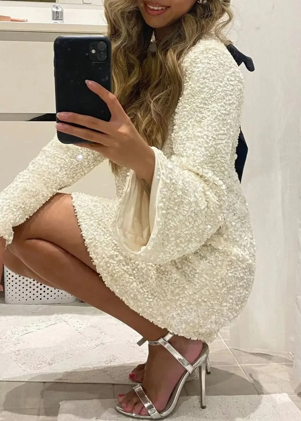 Chloé | Vestido Mini Texturizado con Lazo