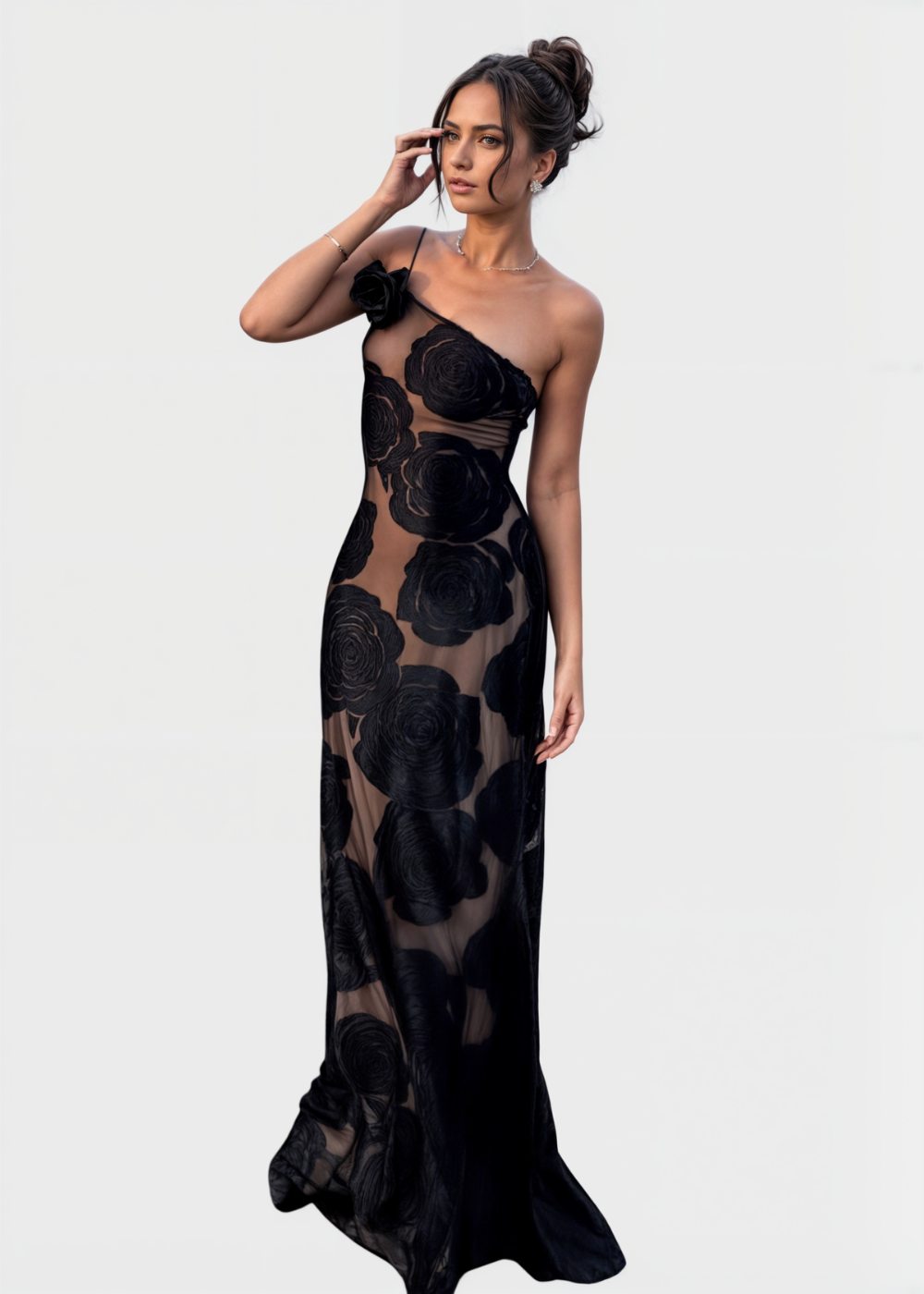 Valentina | Vestido Maxi Floral Transparente