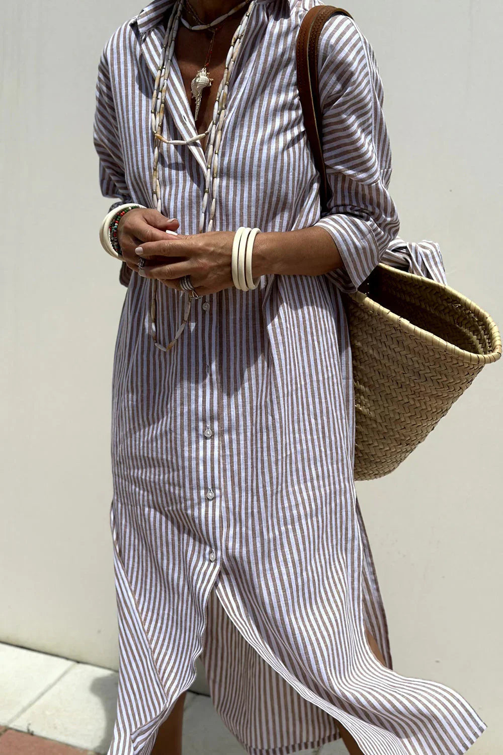 Clara | Vestido Camisero de Rayas