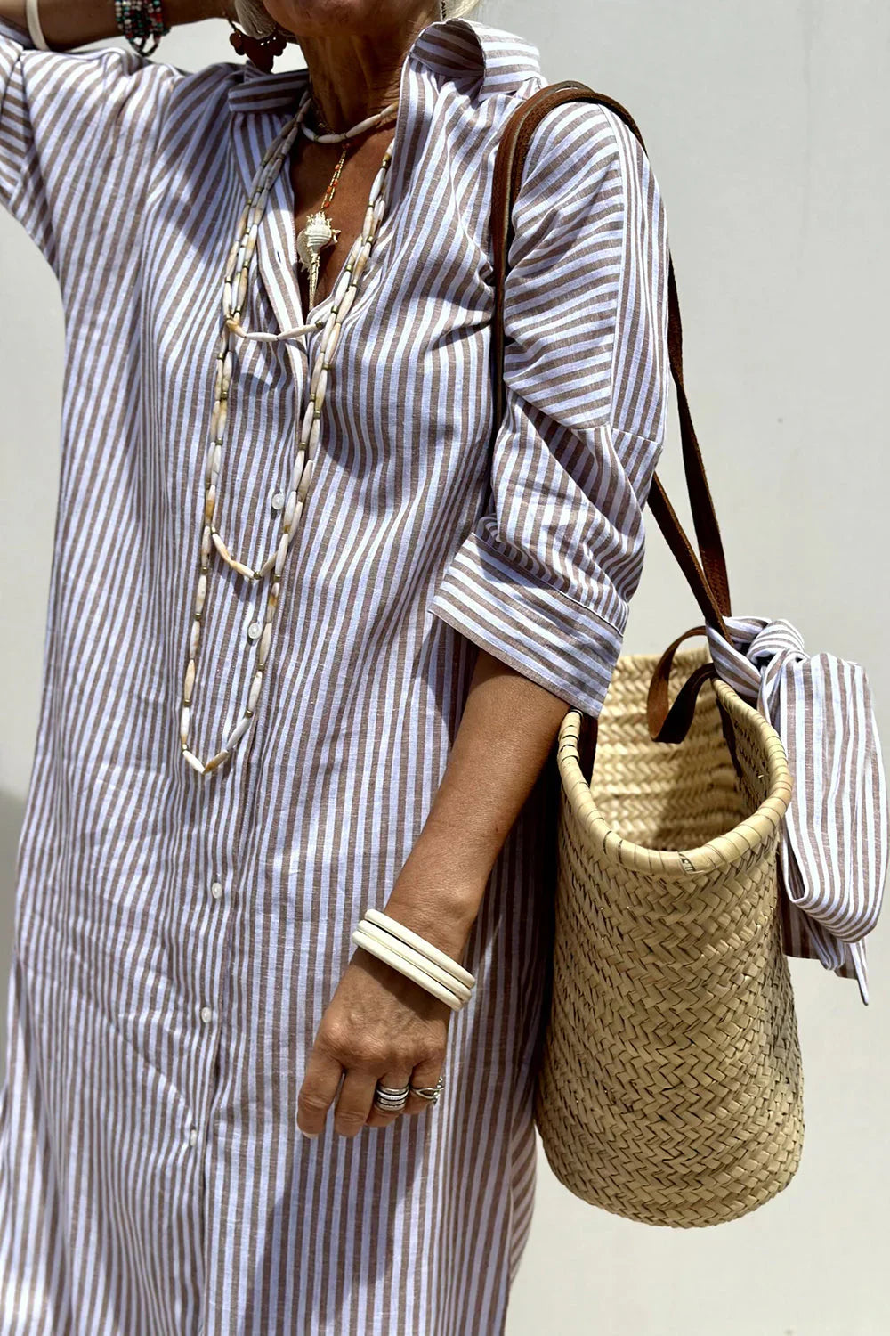 Clara | Vestido Camisero de Rayas