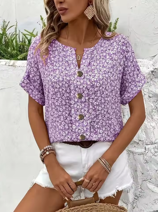 Amira | Blusa Floral con Botones