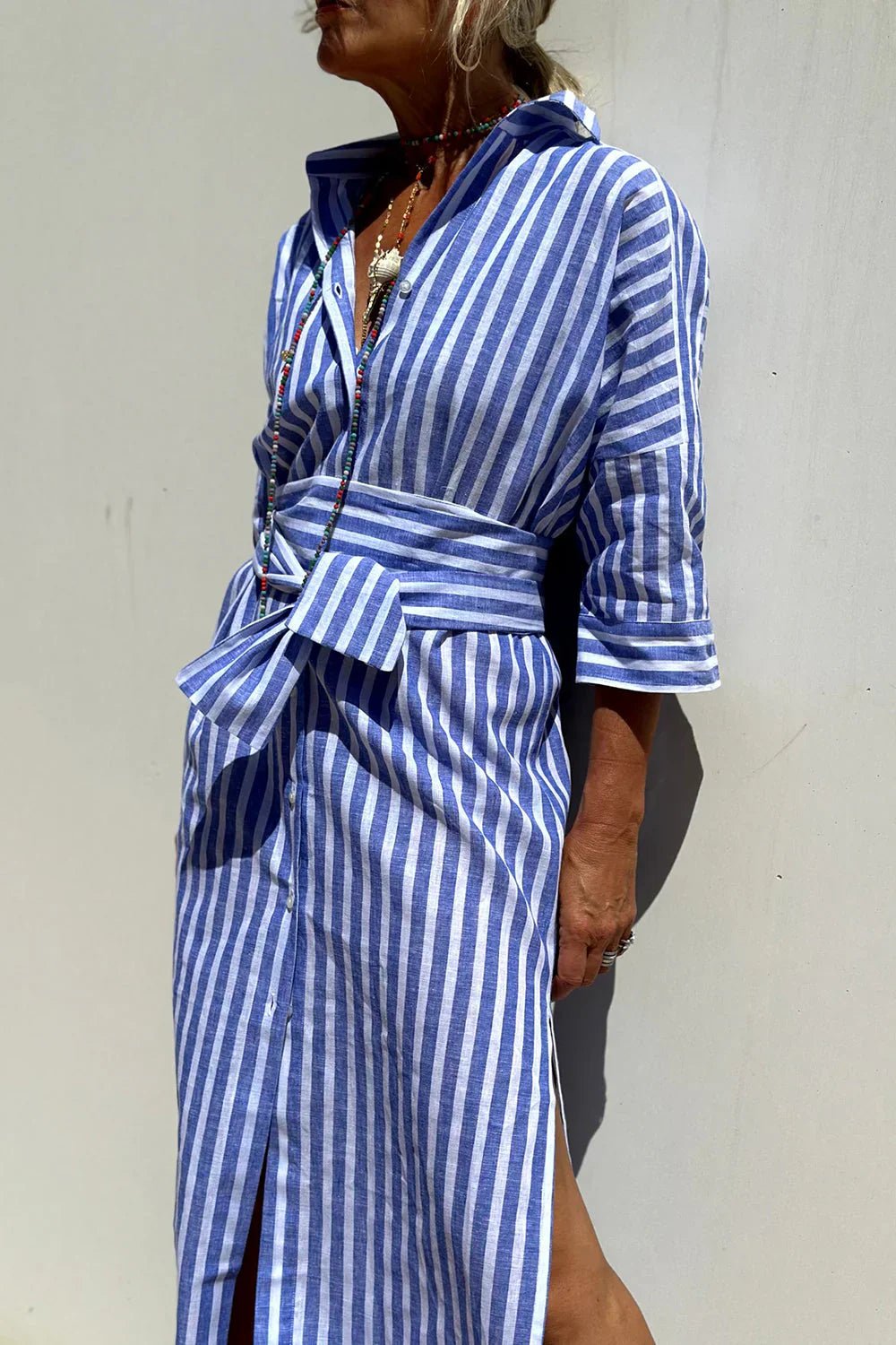 Clara | Vestido Camisero de Rayas